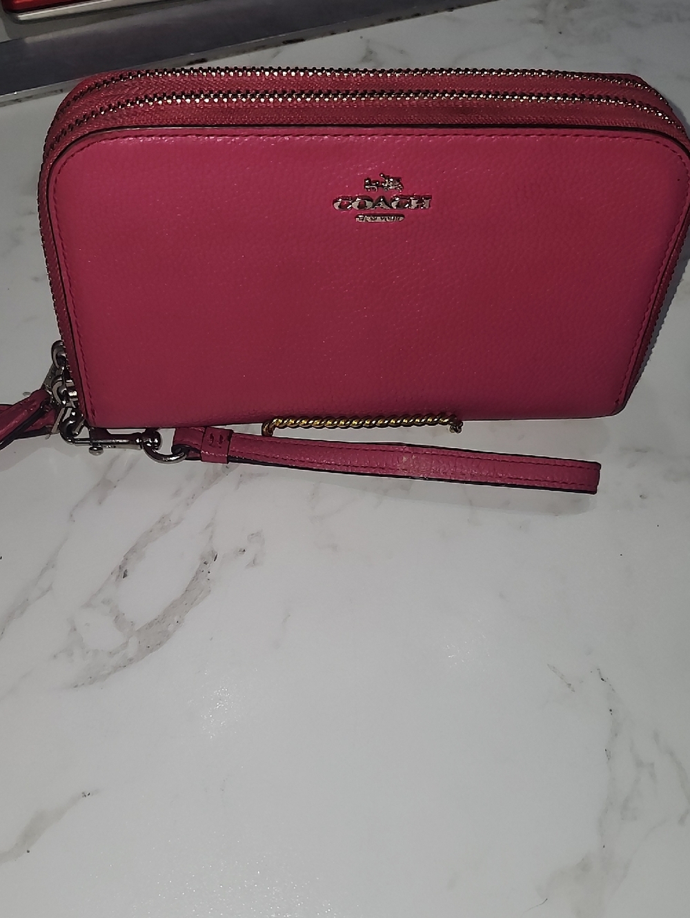 Coach Hot Pink Double Zip Wristlet